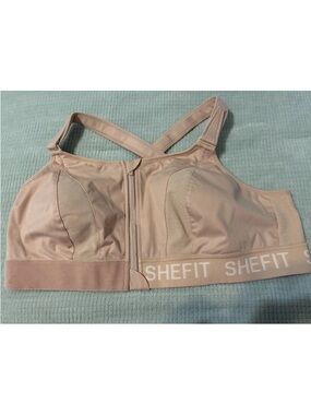 SHEFIT Blush Front-Zip High-Support Sports Bra w/washbag
